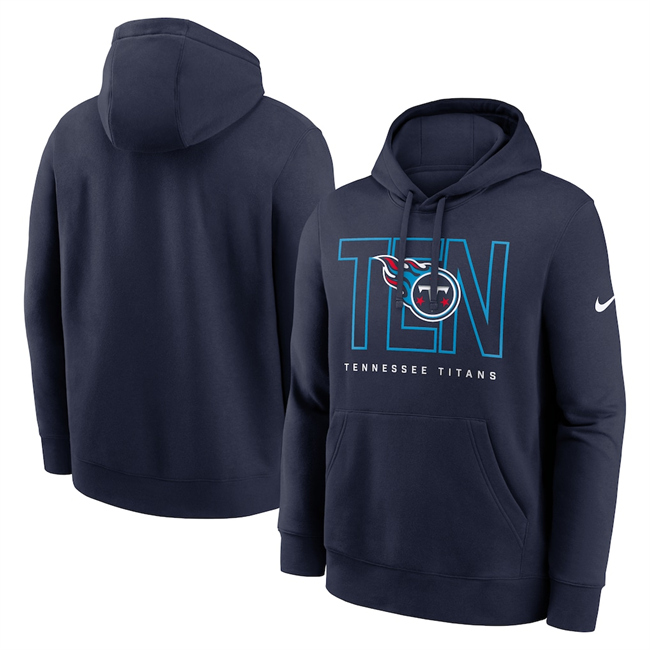 Men's Navy Tennessee Titans Busted Play Club Fleece Pullover Hoodies
